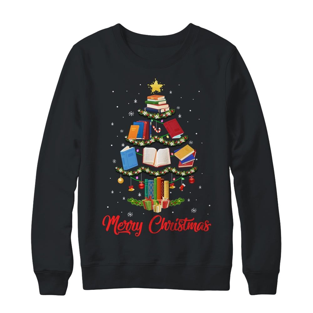 Merry Christmas Library Tree Cute Book Lover Librarian Shirt & Sweatshirt | teecentury