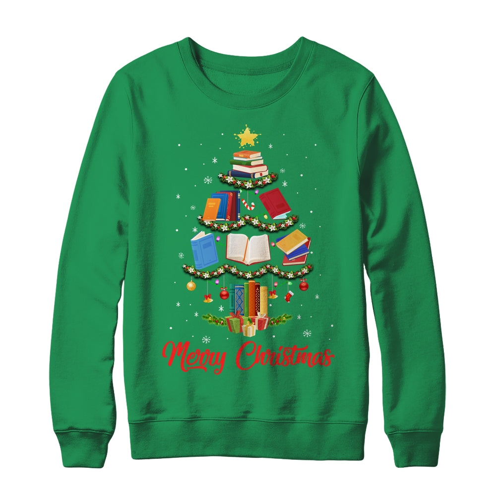 Merry Christmas Library Tree Cute Book Lover Librarian Shirt & Sweatshirt | teecentury