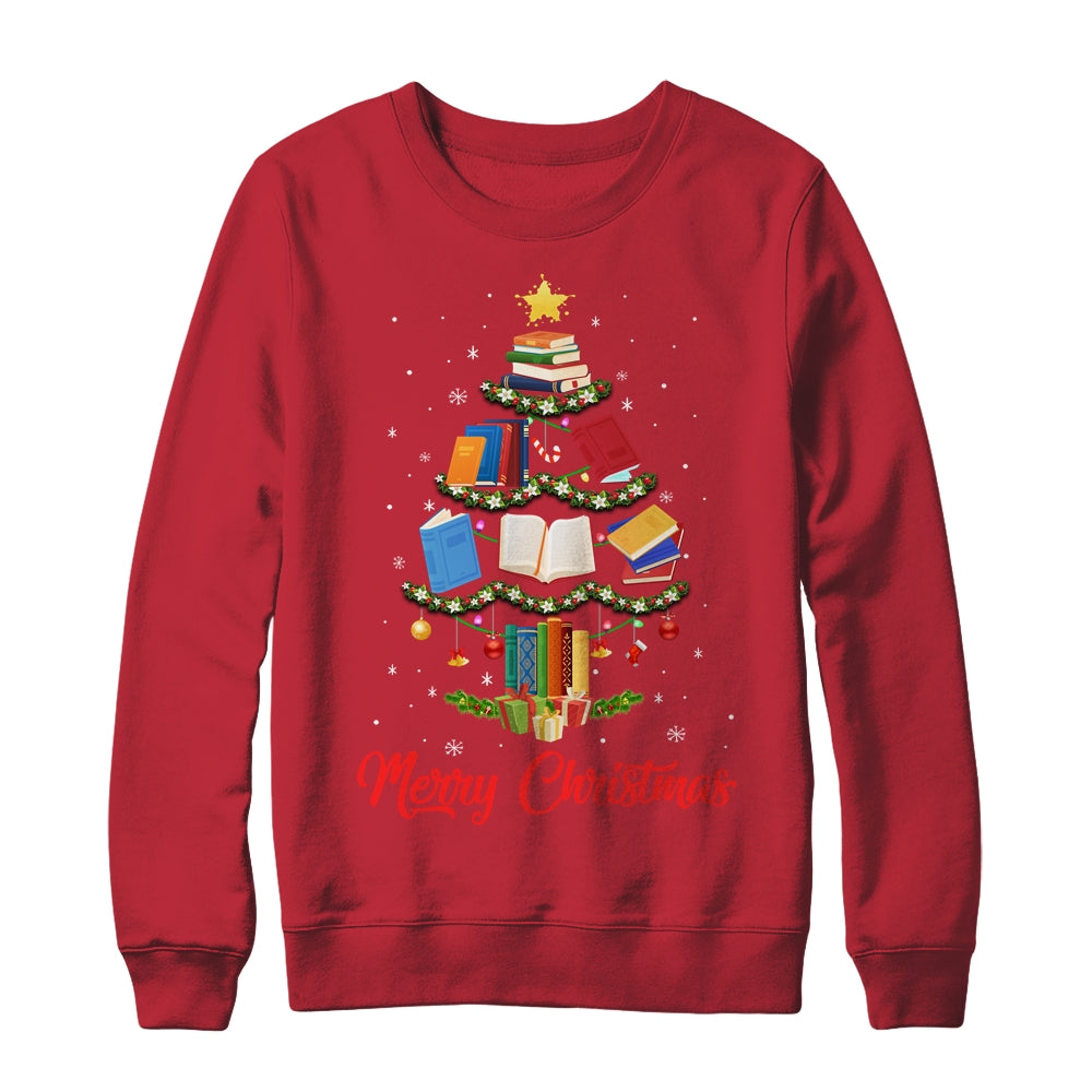 Merry Christmas Library Tree Cute Book Lover Librarian Shirt & Sweatshirt | teecentury