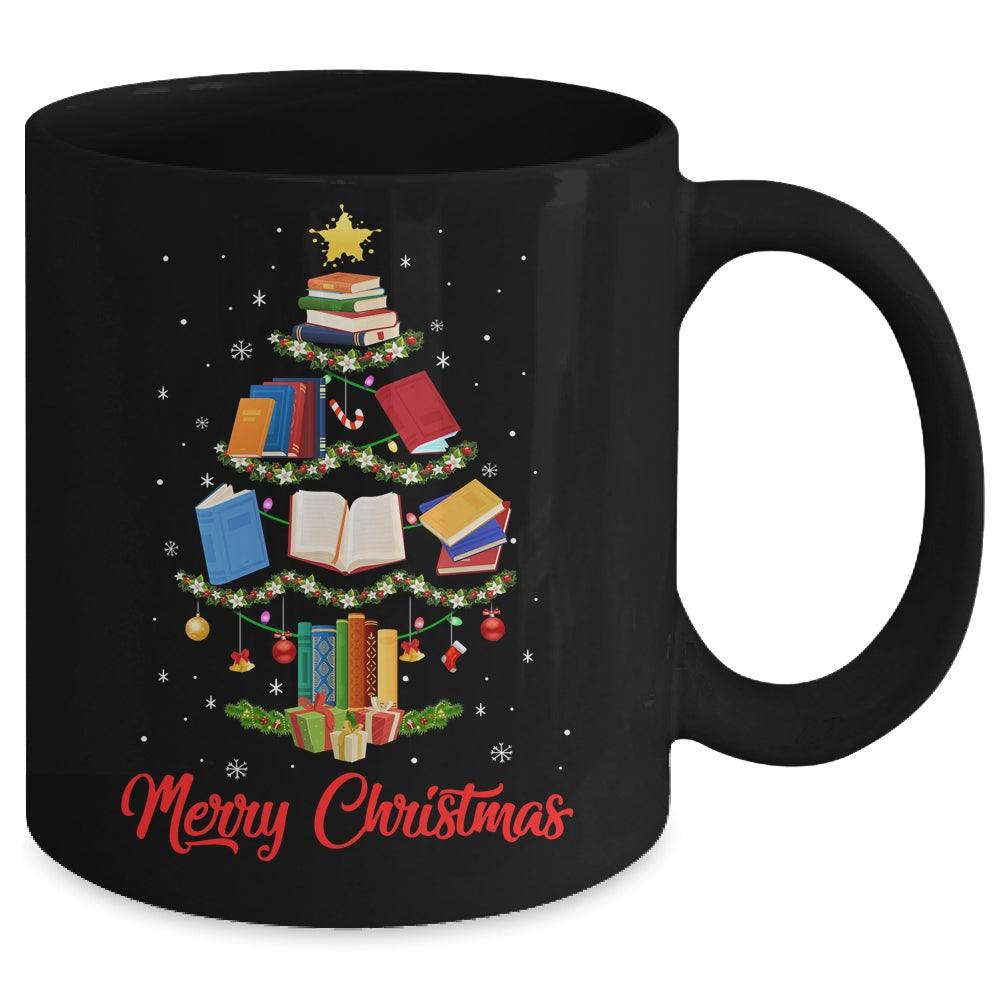 Merry Christmas Library Tree Cute Book Lover Librarian Mug | teecentury
