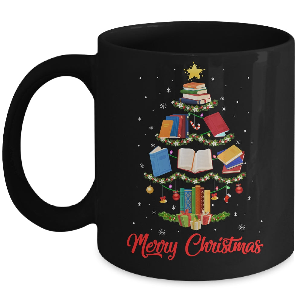 Merry Christmas Library Tree Cute Book Lover Librarian Mug | teecentury