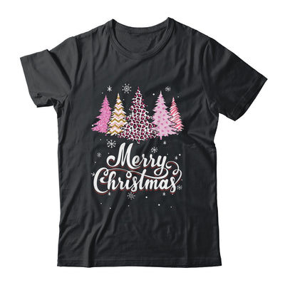 Merry Christmas Pink Leopard Print Christmas Tree Women Shirt & Sweatshirt | teecentury