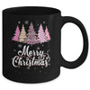 Merry Christmas Pink Leopard Print Christmas Tree Women Mug | teecentury