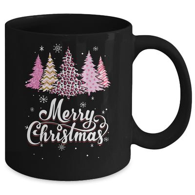 Merry Christmas Pink Leopard Print Christmas Tree Women Mug | teecentury