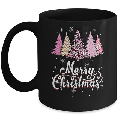 Merry Christmas Pink Leopard Print Christmas Tree Women Mug | teecentury