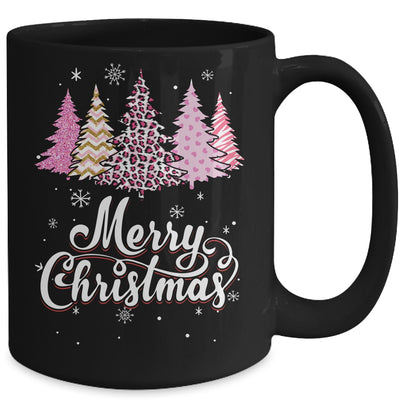 Merry Christmas Pink Leopard Print Christmas Tree Women Mug | teecentury