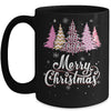Merry Christmas Pink Leopard Print Christmas Tree Women Mug | teecentury