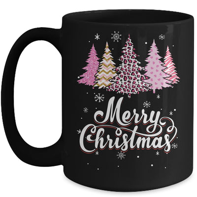 Merry Christmas Pink Leopard Print Christmas Tree Women Mug | teecentury