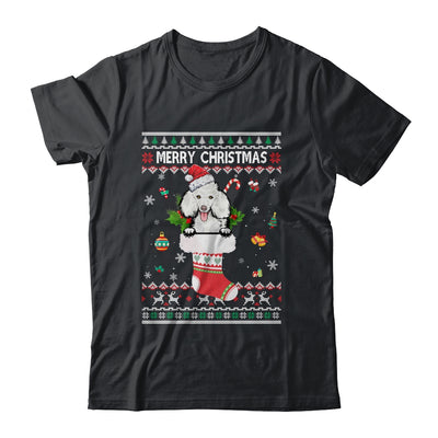 Merry Christmas Poodle In Sock Dog Funny Ugly Xmas T-Shirt & Sweatshirt | Teecentury.com