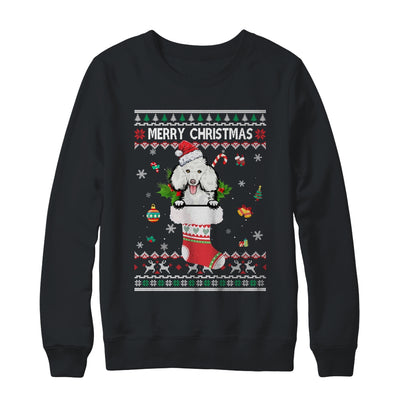 Merry Christmas Poodle In Sock Dog Funny Ugly Xmas T-Shirt & Sweatshirt | Teecentury.com