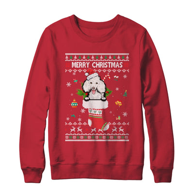 Merry Christmas Poodle In Sock Dog Funny Ugly Xmas T-Shirt & Sweatshirt | Teecentury.com