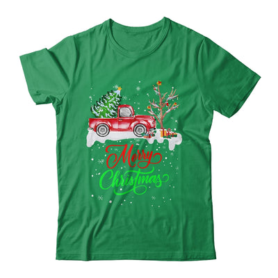 Merry Christmas Red Truck Christmas Tree Lights Snow T-Shirt & Sweatshirt | Teecentury.com