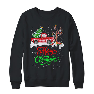 Merry Christmas Red Truck Christmas Tree Lights Snow T-Shirt & Sweatshirt | Teecentury.com