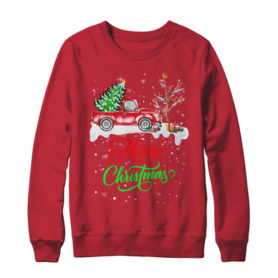 Merry Christmas Red Truck Christmas Tree Lights Snow T-Shirt & Sweatshirt | Teecentury.com