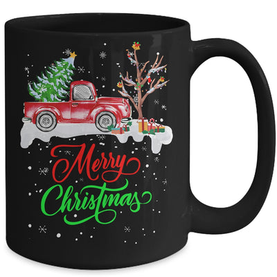 Merry Christmas Red Truck Christmas Tree Lights Snow Mug Coffee Mug | Teecentury.com