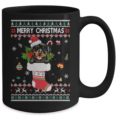 Merry Christmas Rottweiler In Sock Dog Funny Ugly Xmas Mug Coffee Mug | Teecentury.com