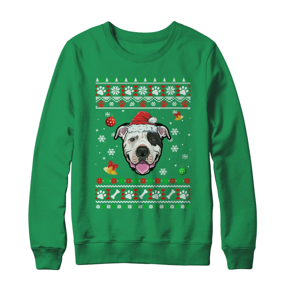 Merry Christmas Ugly Xmas Bull Terrier Santa Hat Funny Shirt & Sweatshirt | teecentury
