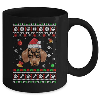 Merry Christmas Ugly Xmas Dachshund Santa Hat Funny Mug | teecentury
