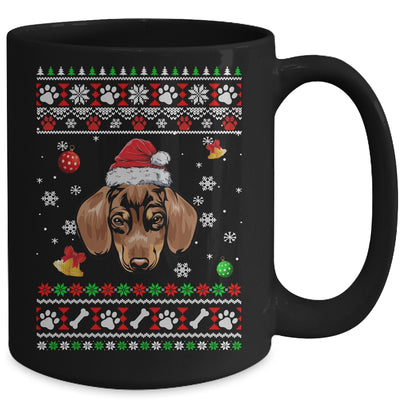 Merry Christmas Ugly Xmas Dachshund Santa Hat Funny Mug | teecentury