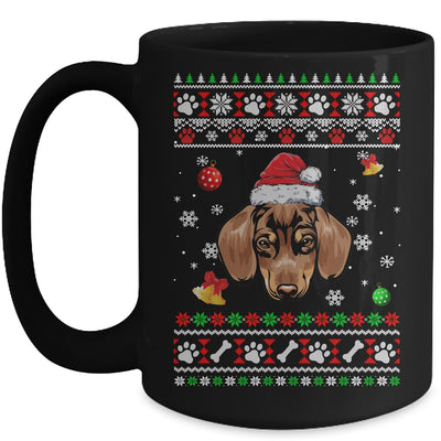 Merry Christmas Ugly Xmas Dachshund Santa Hat Funny Mug | teecentury