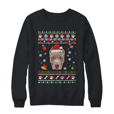 Merry Christmas Ugly Xmas Pitbull Santa Hat Funny Shirt & Sweatshirt | teecentury