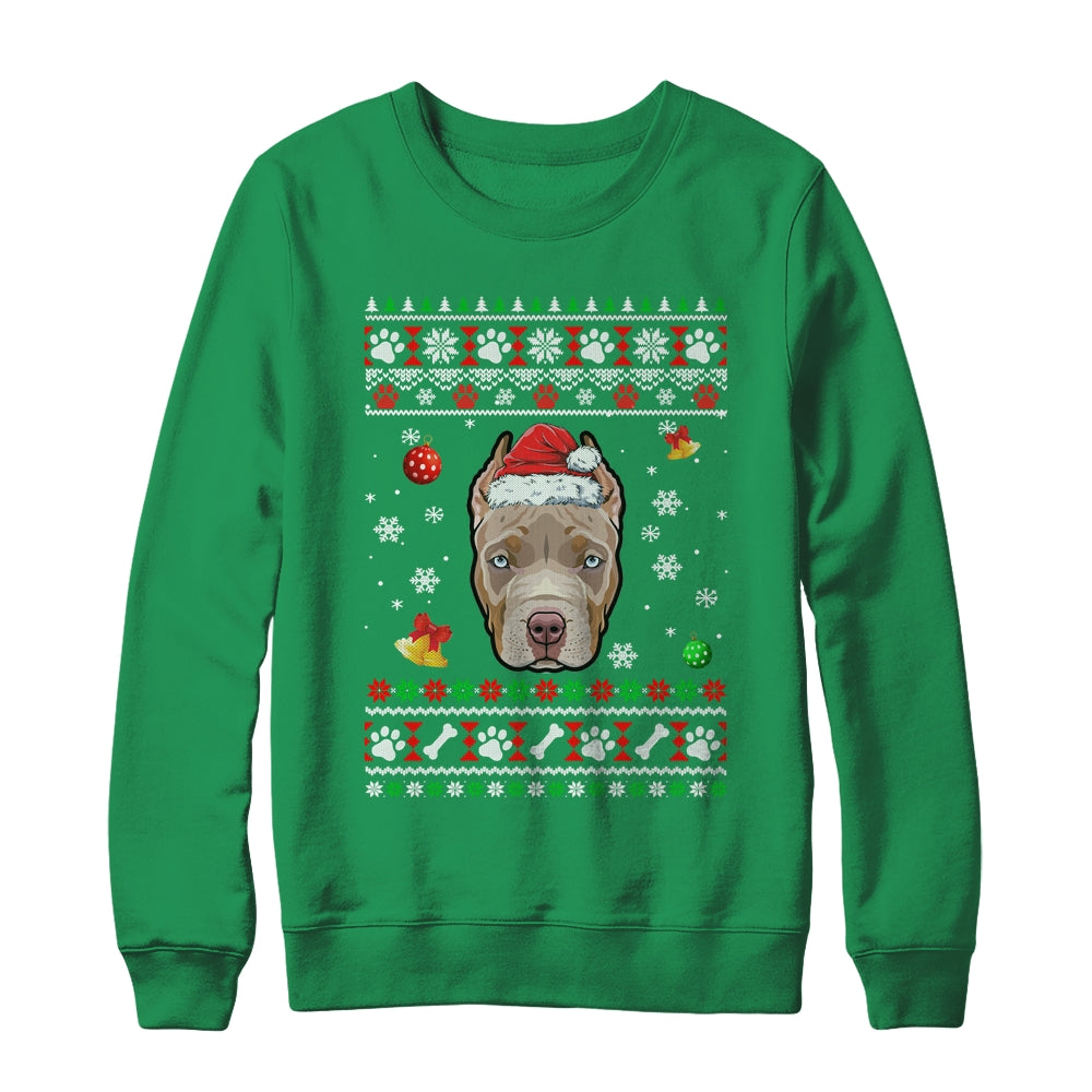 Merry Christmas Ugly Xmas Pitbull Santa Hat Funny Shirt Sweatshirt Teecentury
