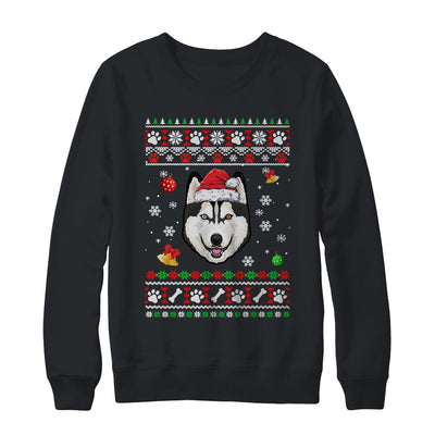Merry Christmas Ugly Xmas Siberian Husky Santa Hat Funny Shirt & Sweatshirt | teecentury