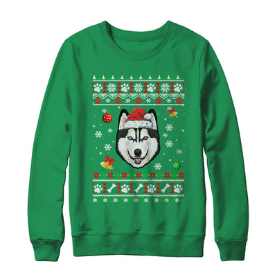 Merry Christmas Ugly Xmas Siberian Husky Santa Hat Funny Shirt & Sweatshirt | teecentury