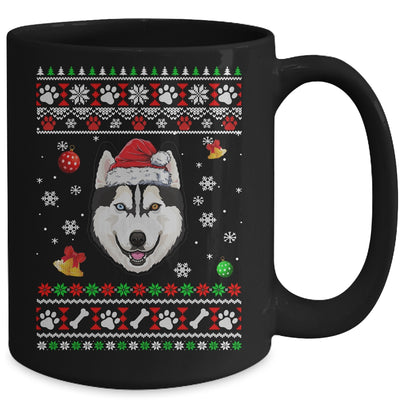 Merry Christmas Ugly Xmas Siberian Husky Santa Hat Funny Mug | teecentury