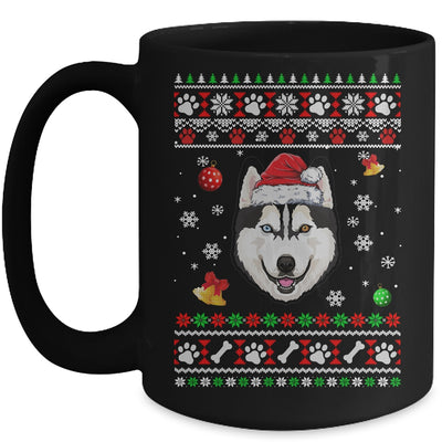 Merry Christmas Ugly Xmas Siberian Husky Santa Hat Funny Mug | teecentury