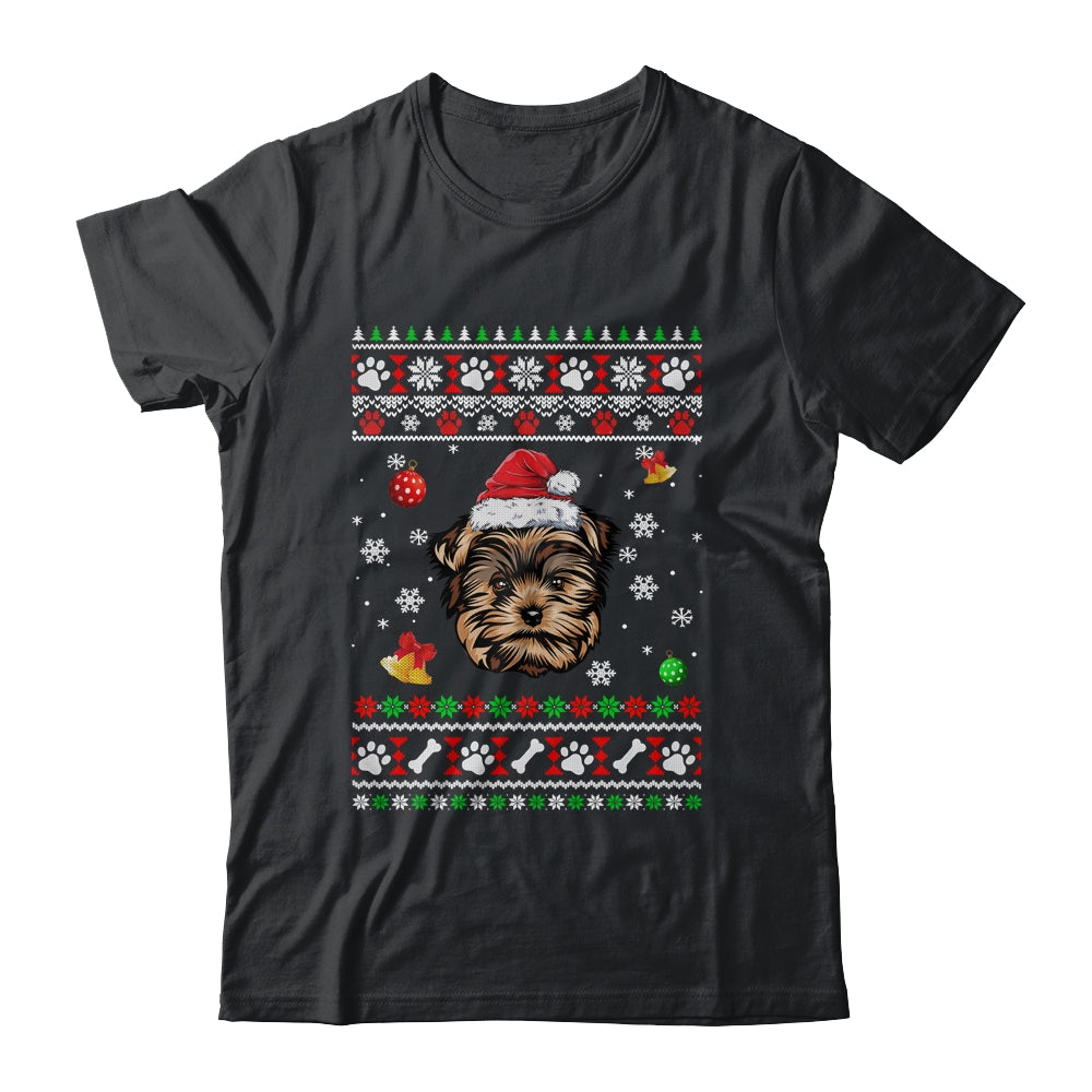 Merry Christmas Ugly Xmas Yorkie Santa Hat Funny Shirt & Sweatshirt | teecentury