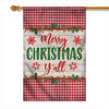 Merry Christmas Y'all Flag Buffalo Check Plaid Xmas Quote Flag | Teecentury.com