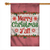 Merry Christmas Y'all Flag Buffalo Plaid Check Xmas Flag | Teecentury.com