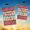 Merry Christmas Y'all Flag Buffalo Plaid Check Xmas Flag | Teecentury.com