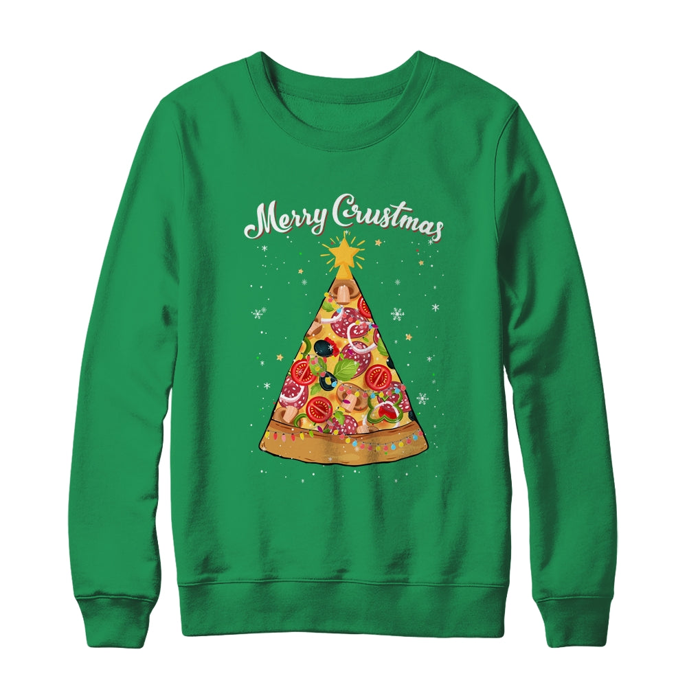 Merry Crustmas Pizza Christmas Tree Xmas T-Shirt & Sweatshirt | Teecentury.com