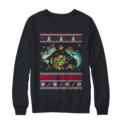 Merry Fishmas Funny Fishing Christmas Ugly Sweater Fish Xmas T-Shirt & Sweatshirt | Teecentury.com