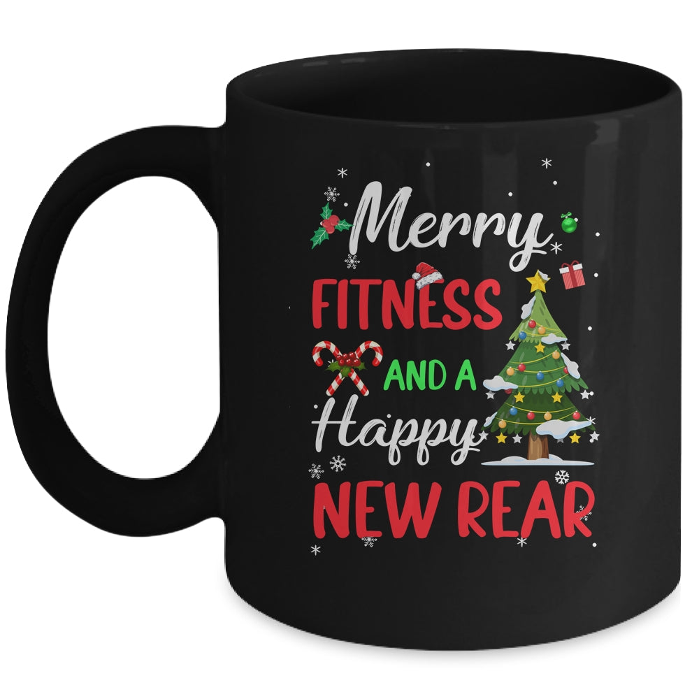 Merry Fitness Happy New Rear Workout Gym Christmas Men Women Mug | teecentury