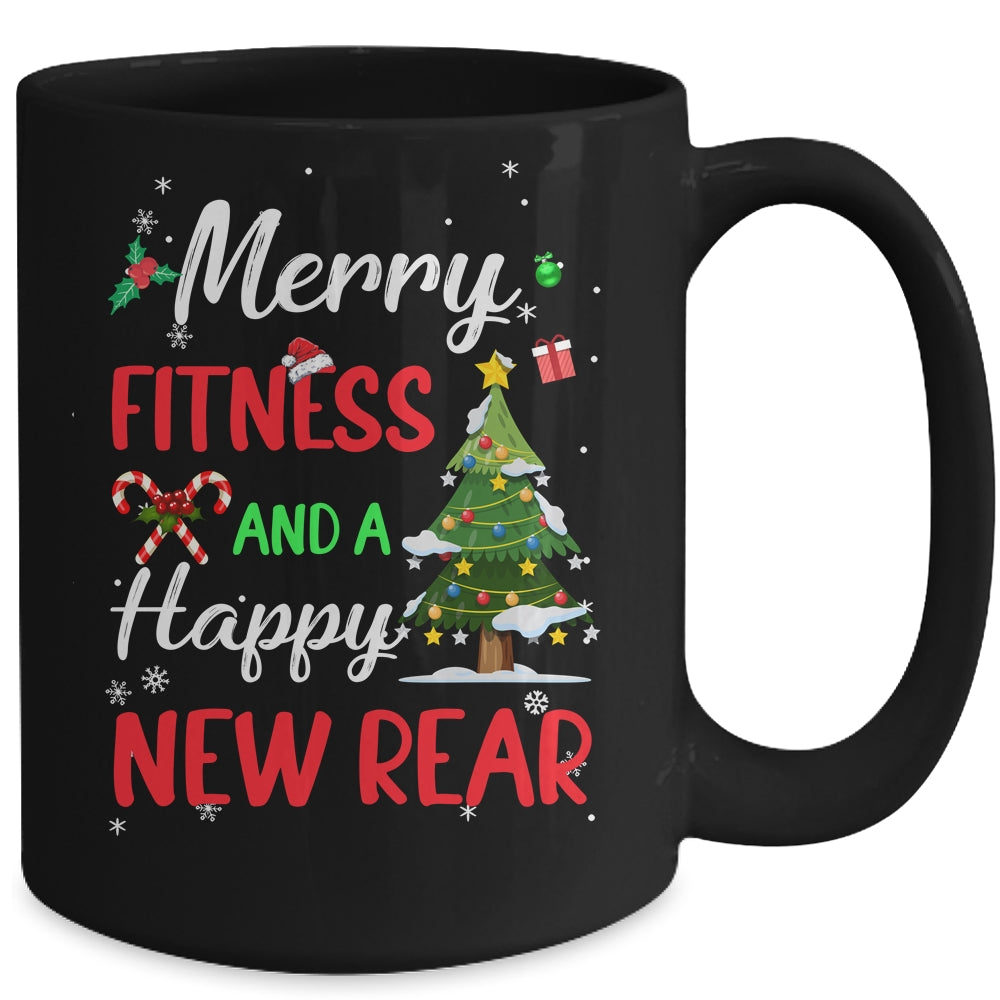 Merry Fitness Happy New Rear Workout Gym Christmas Men Women Mug | teecentury