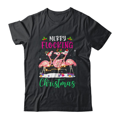 Merry Flocking Christmas Reindeer Santa ELF Flamingo Xmas T-Shirt & Sweatshirt | Teecentury.com