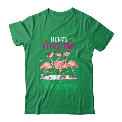 Merry Flocking Christmas Reindeer Santa ELF Flamingo Xmas T-Shirt & Sweatshirt | Teecentury.com