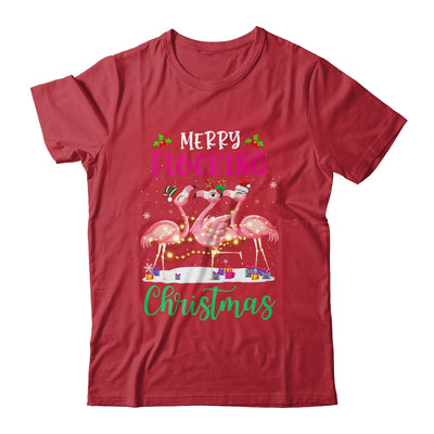 Merry Flocking Christmas Reindeer Santa ELF Flamingo Xmas T-Shirt & Sweatshirt | Teecentury.com
