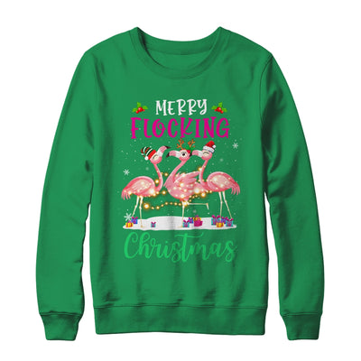 Merry Flocking Christmas Reindeer Santa ELF Flamingo Xmas T-Shirt & Sweatshirt | Teecentury.com