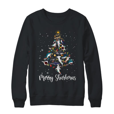 Merry Sharkmas Funny Shark Christmas Tree T-Shirt & Sweatshirt | Teecentury.com