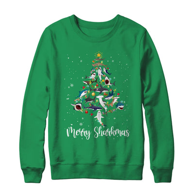 Merry Sharkmas Funny Shark Christmas Tree T-Shirt & Sweatshirt | Teecentury.com