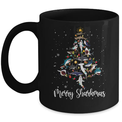 Merry Sharkmas Funny Shark Christmas Tree Mug Coffee Mug | Teecentury.com