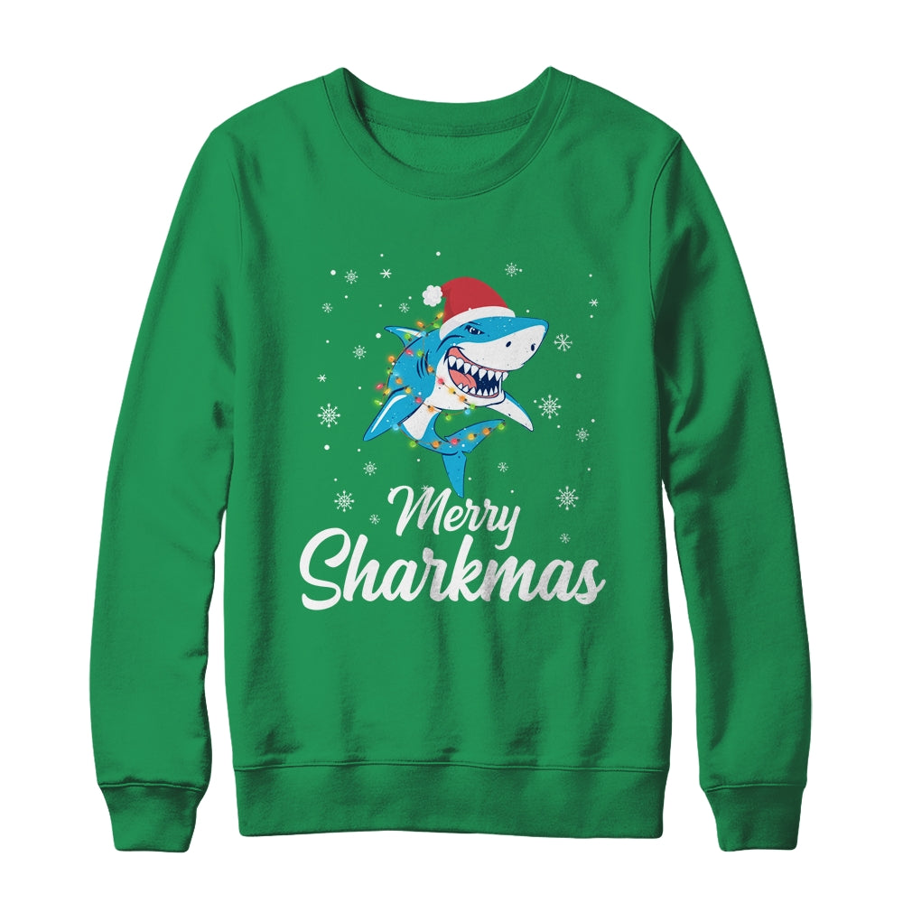 Merry Sharkmas Santa Christmas Sharks Lover Gift T-Shirt & Sweatshirt | Teecentury.com