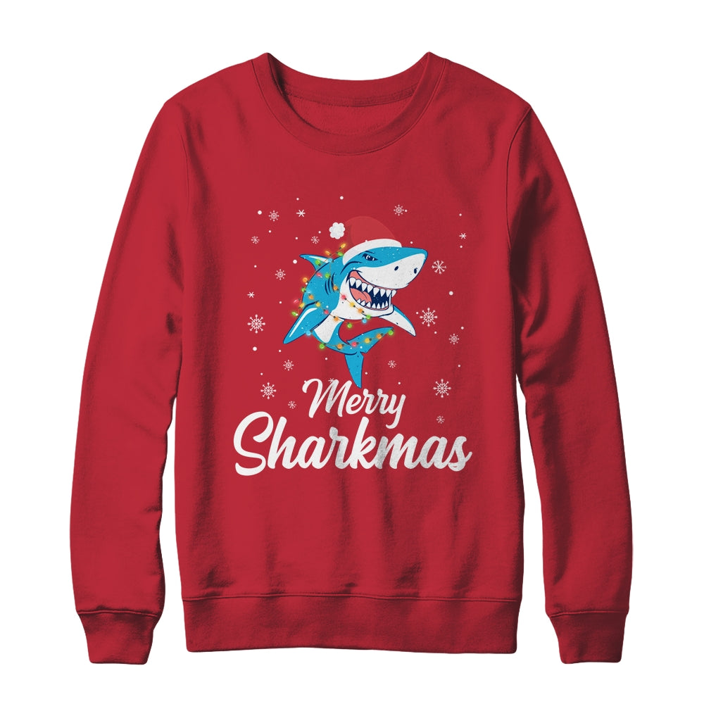 Merry Sharkmas Santa Christmas Sharks Lover Gift T-Shirt & Sweatshirt | Teecentury.com