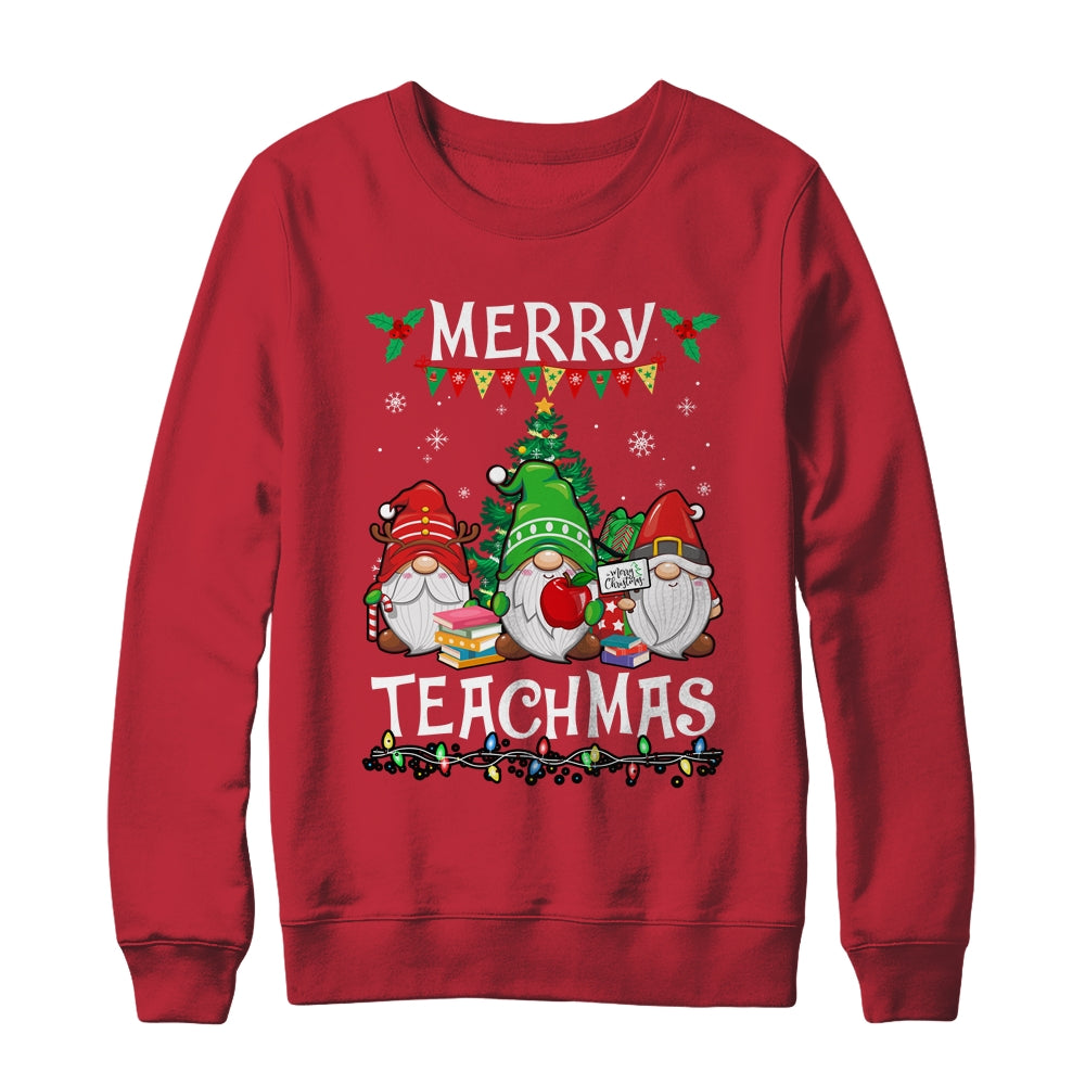Merry Teachmas Christmas Funny Teacher Xmas Gnome Shirt & Sweatshirt | teecentury