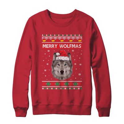 Merry Wolfmas Merry Christmas Ugly Wolf Funny Xmas T-Shirt & Sweatshirt | Teecentury.com