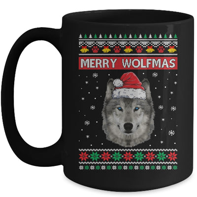 Merry Wolfmas Merry Christmas Ugly Wolf Funny Xmas Mug Coffee Mug | Teecentury.com